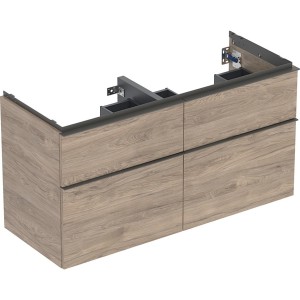 Meuble sous lavabo 120 cm 2 cuves Geberit iCon 4 tiroirs Noyer Carya - GEBERIT 502.309.JR.1 