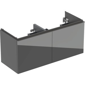 Meuble bas Geberit Acanto 2 tiroirs 2 tir anglaise lavabo 2C 120cm verre gris - GEBERIT 503.007.JK.2 