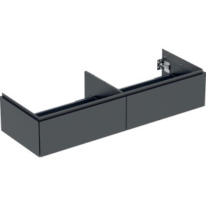 Meuble bas pour lavabo Geberit ONE 2 tiroirs L135cm P47cm Noir mat - GEBERIT 505.076.00.8 