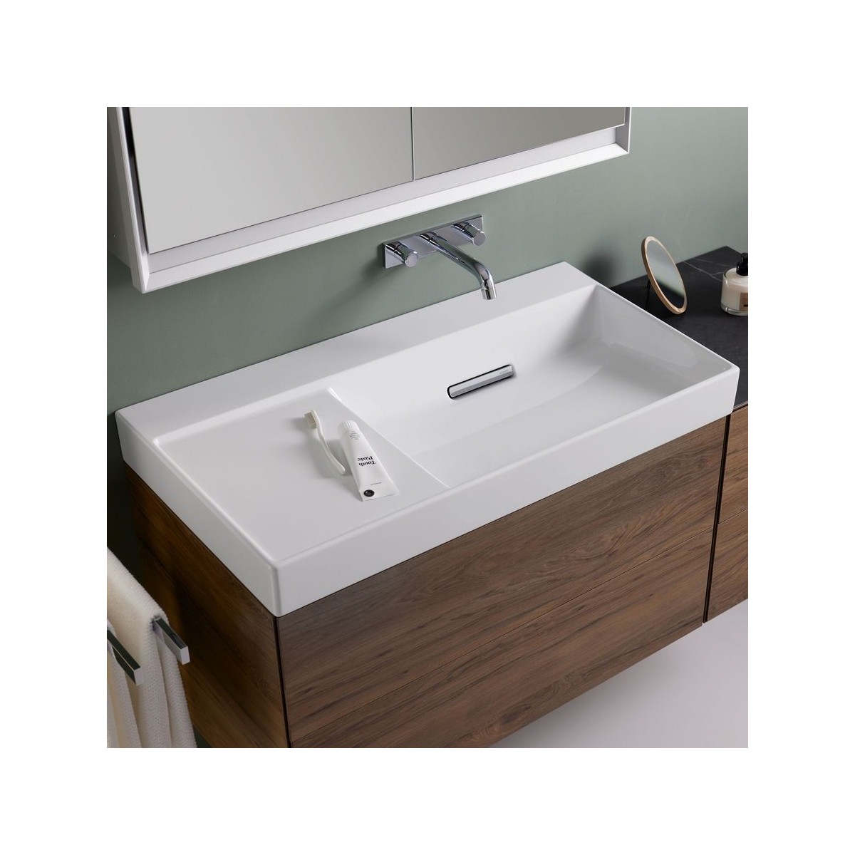 Meuble bas pour lavabo Geberit ONE 2 tiroirs L90cm P47cm Noyer carya - GEBERIT 505.263.00.6 