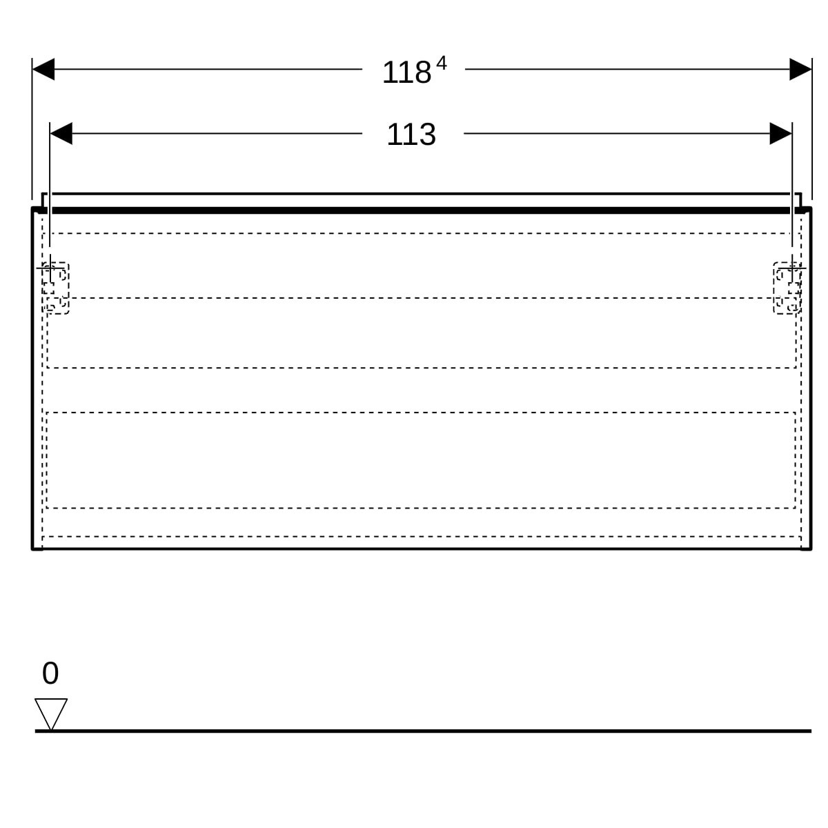 Meuble bas Geberit Acanto 1 tiroir 1 tir anglaise lavabo 1C 120cm gris vel. - GEBERIT 503.006.JK.1 