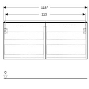 Meuble bas Geberit Acanto 2 tiroirs 2 tir anglaise lavabo 2C 120cm verre blc - GEBERIT 503.007.01.2 