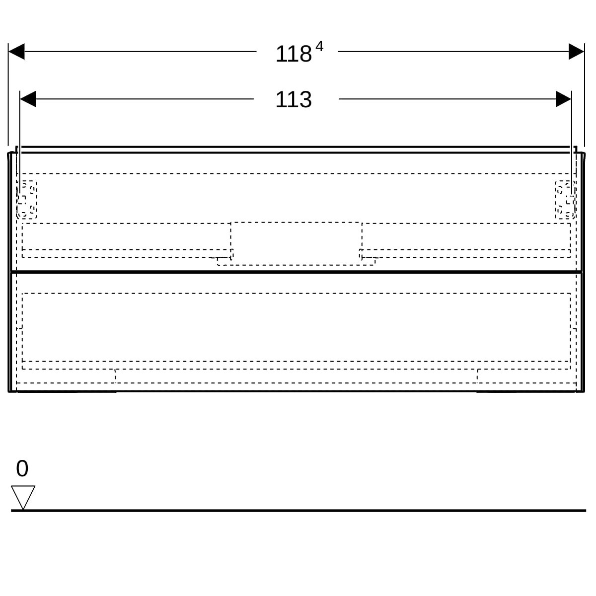 Meuble bas pour lavabo Geberit ONE 2 tiroirs L120cm P47cm Blanc mat - GEBERIT 505.265.00.2 