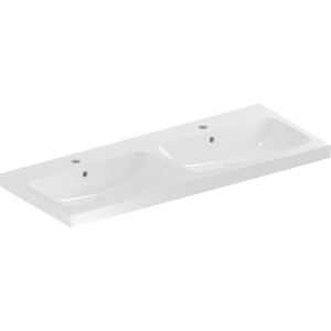 Lavabo double light Geberit iCon 120 cm 2 cuves avc trop-plein 2 trous de robi - GEBERIT 501.838.00.1 