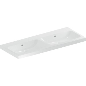Lavabo double light Geberit iCon 120 cm 2 cuves avc trop-plein sans trou de robi - GEBERIT 501.838.00.3 