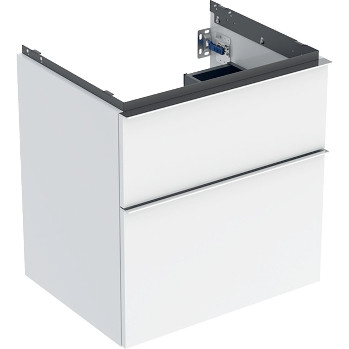 Meuble sous lavabo 60 cm Geberit iCon 2 tiroirs poignée Chrome Blanc brillant - GEBERIT 502.303.01.2 