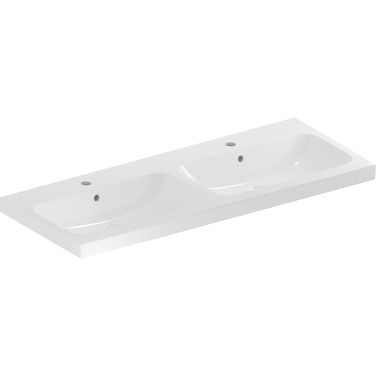 Lavabo double light Geberit iCon 120 cm 2 cuves avc trop-plein 2 trous de robi - GEBERIT 501.838.00.1 