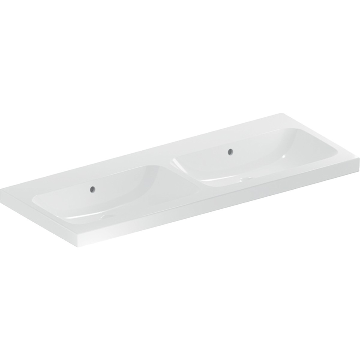 Lavabo double light Geberit iCon 120 cm 2 cuves avc trop-plein sans trou de robi - GEBERIT 501.838.00.3 