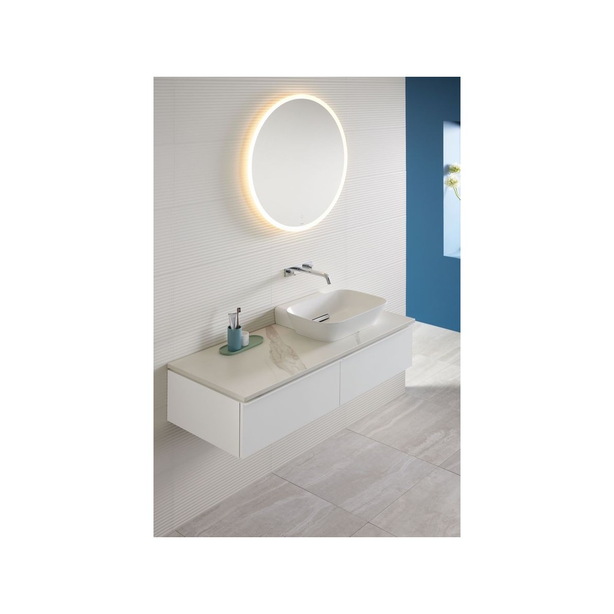 Meuble sous lavabo 120 cm 2 cuves Geberit iCon 2 tiroirs Blanc mat - GEBERIT 502.314.01.3 