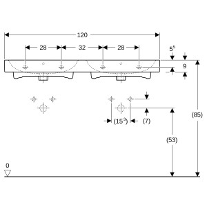 Lavabo double Geberit iCon 120x48.5cm ss trou rob. Blc - GEBERIT 00147910000 