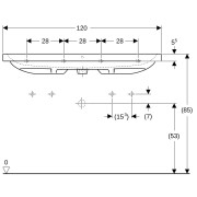 Lavabo light Geberit iCon 120 cm avec trop-plein sans trou de robinetterie - GEBERIT 501.837.00.3 