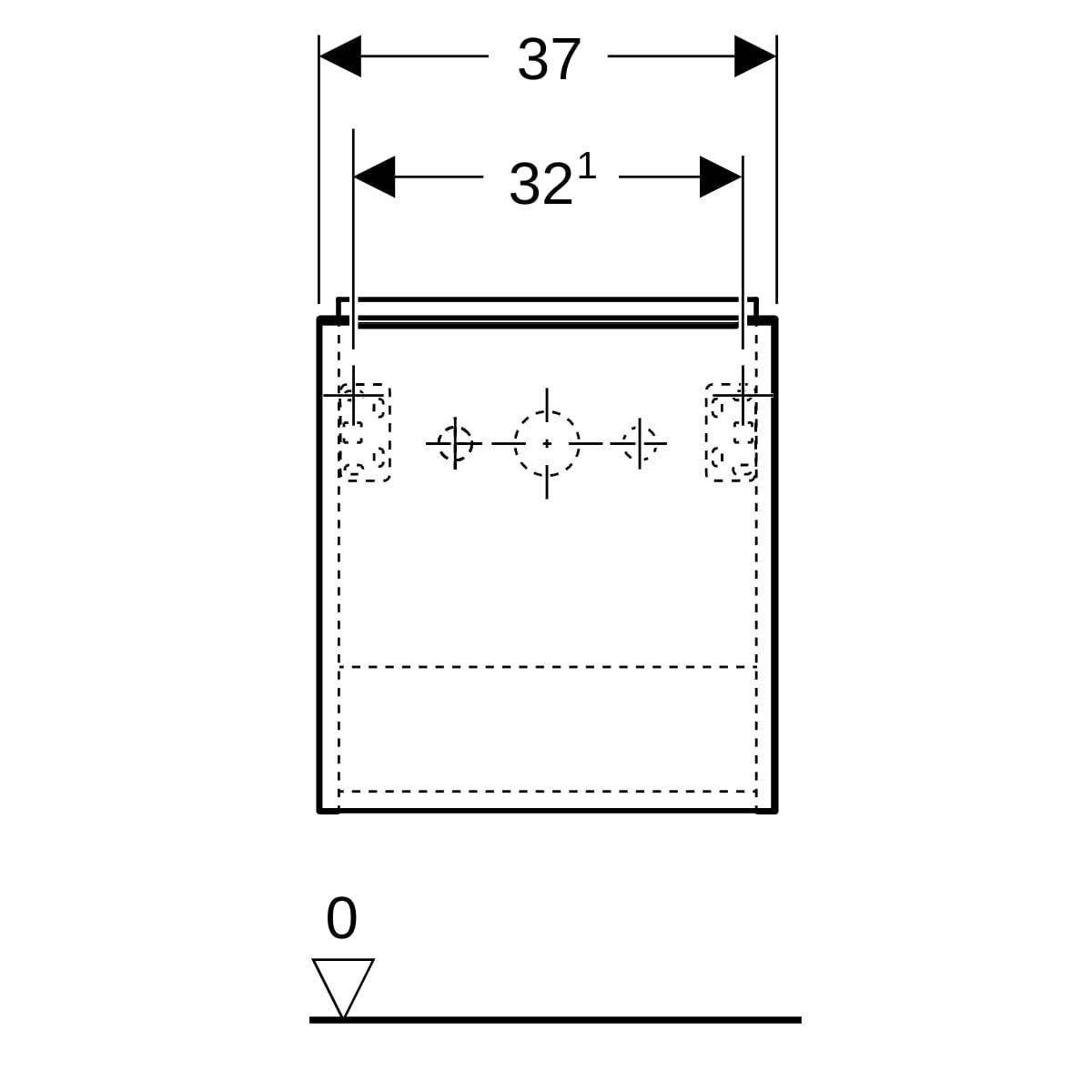 Meuble sous lave-mains 38 Geberit iCon 1 porte charnières à gauche Noyer Carya - GEBERIT 502.301.JR.1 