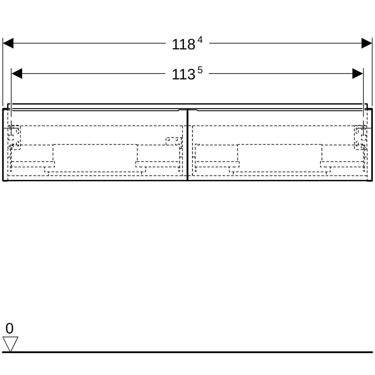 Meuble sous lavabo 120 cm 2 cuves Geberit iCon 2 tiroirs Chêne - GEBERIT 502.314.JH.1 