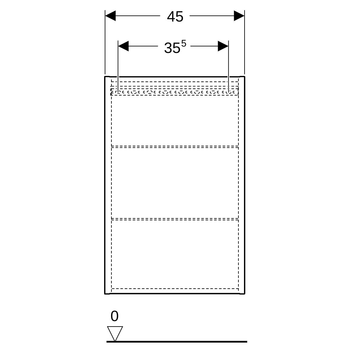 Armoire haute compacte Geberit iCon rectangulaire H70 1 porte Noyer Carya - GEBERIT 502.318.JR.1 