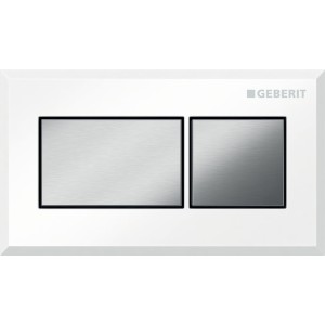 Commande Geberit carrée PN double touche encastrer blanc chromé brossé - GEBERIT 116.051.KT.1 