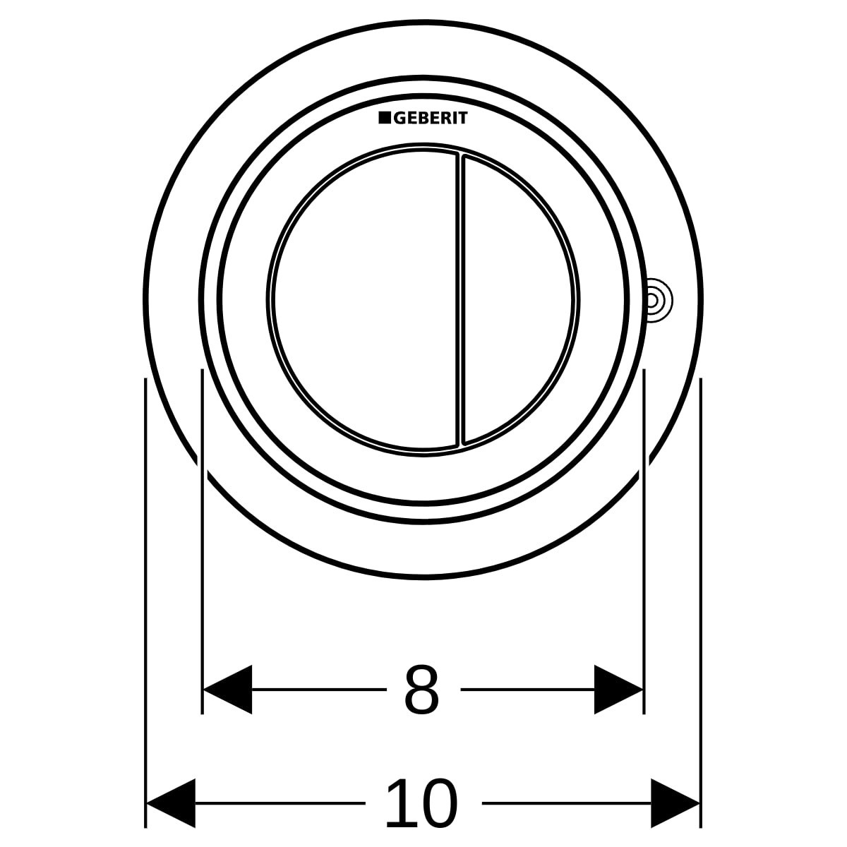 Commande Geberit type 10 ronde PN double touche meuble noir mat noir - GEBERIT 116.057.16.1 