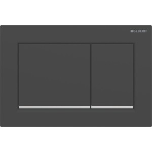 Plaque Geberit Omega20 carrée DT noir mat laqué facile net chromé brillant - GEBERIT 115.080.14.1 