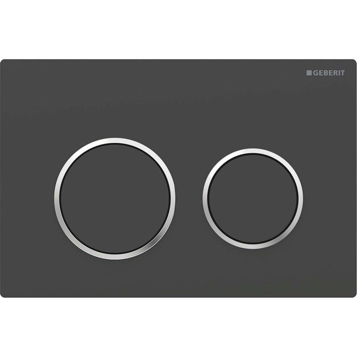 Plaque Geberit Omega20 ronde DT noir mat laqué facile net chromé brillant - GEBERIT 115.085.14.1 