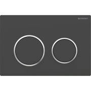 Plaque Geberit Omega20 ronde DT noir mat laqué facile net chromé brillant - GEBERIT 115.085.14.1 