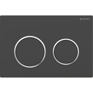 Plaque Geberit Omega20 ronde DT noir mat laqué facile net chromé brillant - GEBERIT 115.085.14.1 