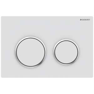 Plaque Geberit Omega20 ronde DT blanc mat laqué facile net chromé bri - GEBERIT 115.085.JT.1 