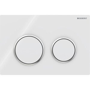 Plaque Geberit Omega20 ronde DT blanc chromé brillant - GEBERIT 115.085.KJ.1 