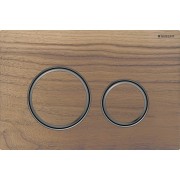 Plaque Geberit Sigma50 ronde DT noir chromé noyer américain - GEBERIT 115.651.JX.1 