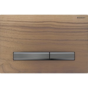 Plaque Geberit Sigma50 carrée DT noir chromé noyer américain - GEBERIT 115.671.JX.2 