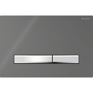 Plaque Geberit Sigma50 carrée DT chromé verre fumé anti-reflet - GEBERIT 115.788.SD.2 