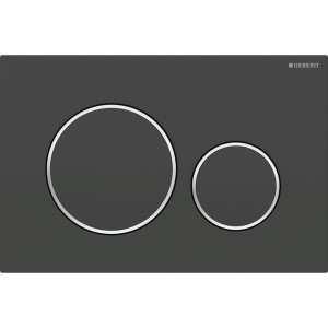 Plaque Geberit Sigma20 ronde DT noir mat facile nettoyer chr br - GEBERIT 115.882.14.1 