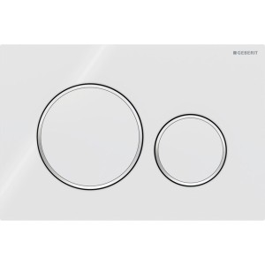 Plaque Geberit Sigma20 ronde DT blanc chromé brillant - GEBERIT 115.882.KJ.1 