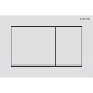 Plaque Geberit Omega20 carrée DT blanc mat laqué facile net chromé bri - GEBERIT 115.080.JT.1 