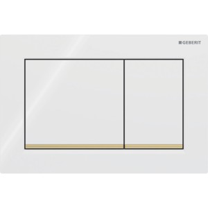 Plaque Geberit Omega20 carrée DT blanc doré - GEBERIT 115.080.KK.1 