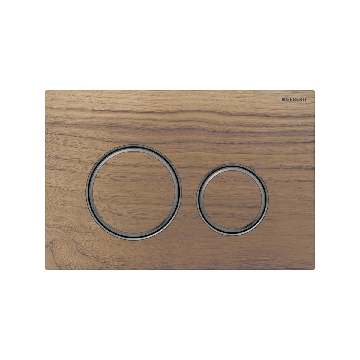 Plaque Geberit Sigma50 ronde DT noir chromé noyer américain - GEBERIT 115.651.JX.1 