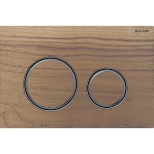 Plaque Geberit Sigma50 ronde DT noir chromé noyer américain - GEBERIT 115.651.JX.1 