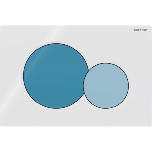 Plaque Geberit Sigma01 ronde DT blanc bleu océan bleu clair - GEBERIT 115.770.SX.5 