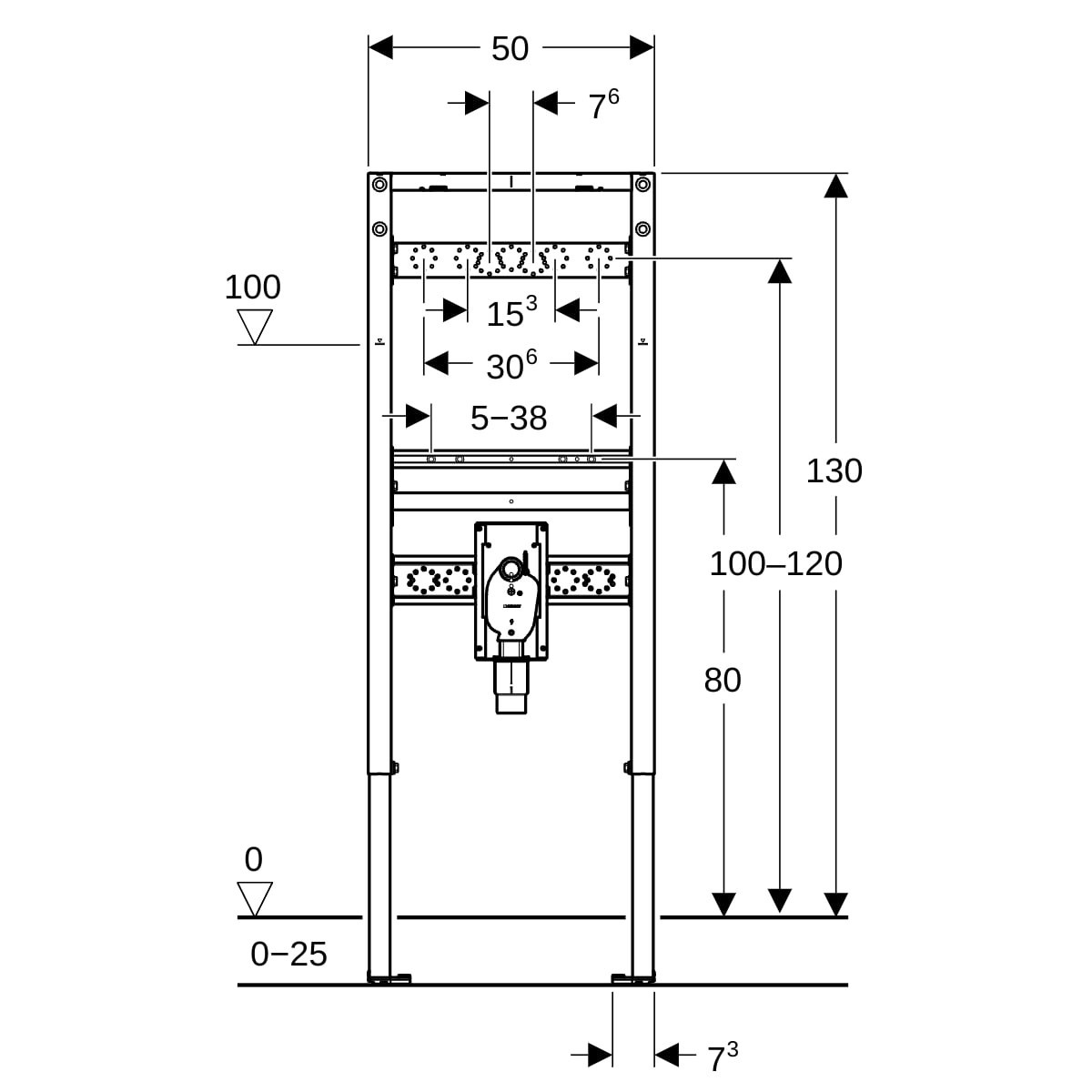 Bâti-support Geberit Duofix lavabo 130 cm robinetterie murale app siphon enc - GEBERIT 111.477.00.2 