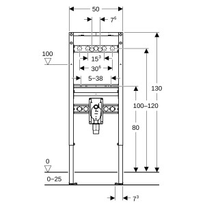 Bâti-support Geberit Duofix lavabo 130 cm robinetterie murale app siphon enc - GEBERIT 111.477.00.2 