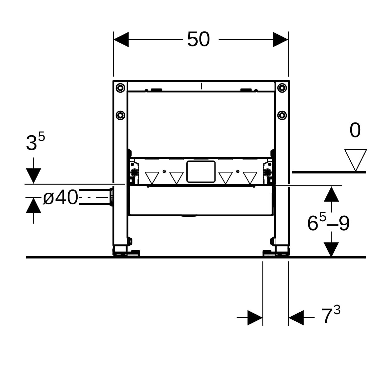 Bâti-support Geberit Duofix douche 50 cm éva mur 65–90 mm - GEBERIT 111.593.00.2 