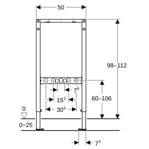 Bâti-support Geberit Duofix douche et baignoire 98–112 cm rob murale apparente - GEBERIT 111.740.00.2 