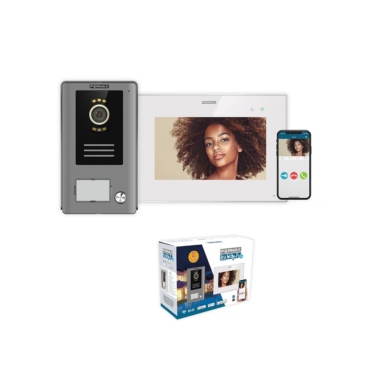 Kit visiophone connecté Wi-Fi écran tactile 7" 1 bouton WAY-FI PLUS - FERMAX 1571
