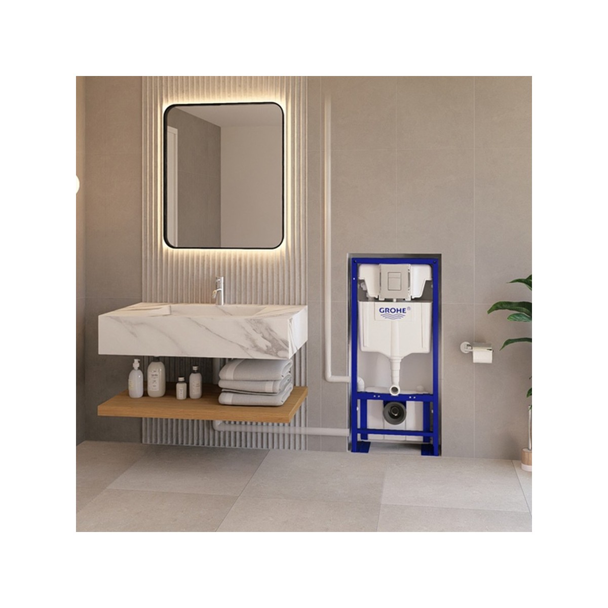 Broyeur adaptable Waterwall Design marbre blanc avec bâti-support Grohe - WATERMATIC FRWAD42A5526
