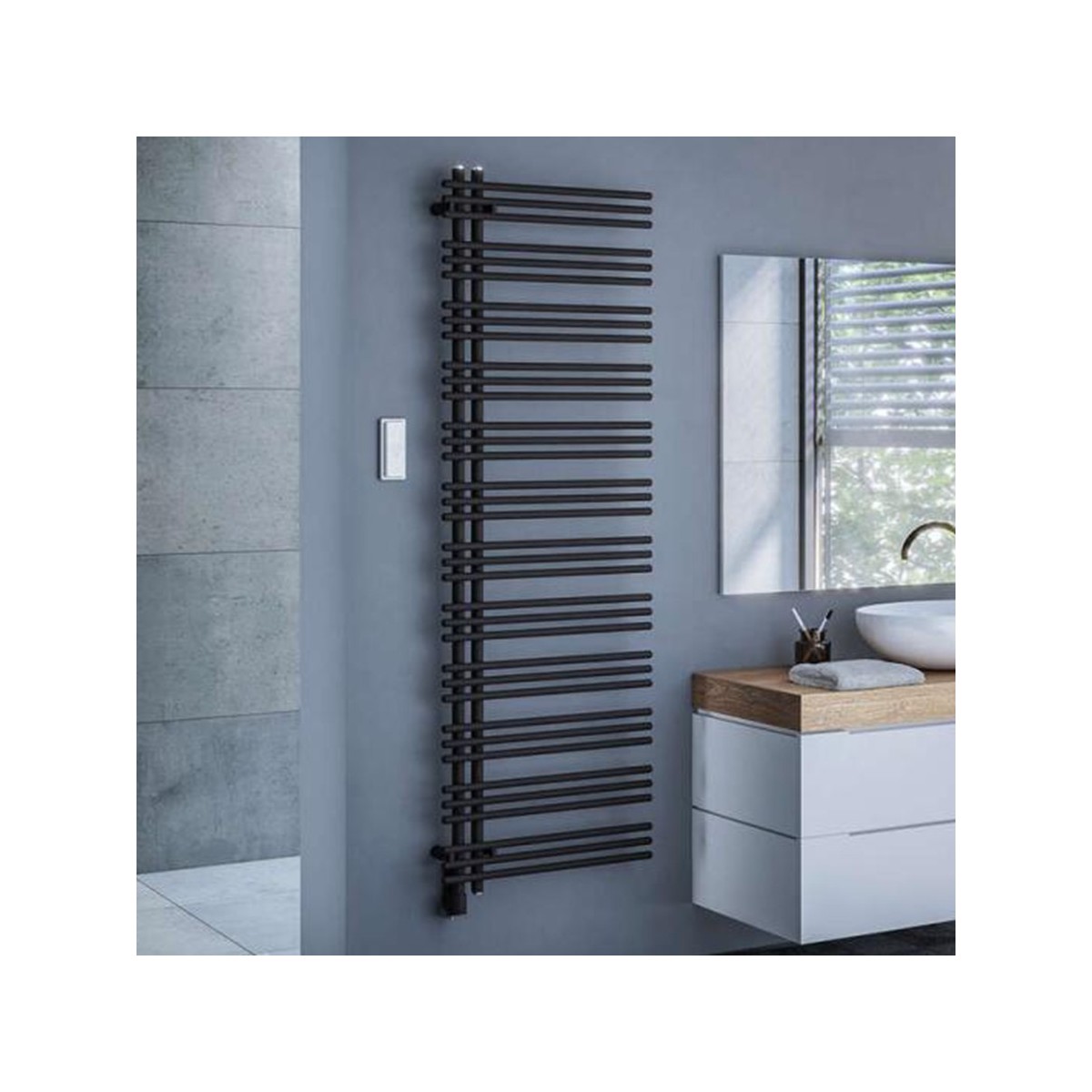 Sèche-serviette ACOVA MANAVA asymétrique gauche électrique 500W Largeur 40cm IHD TMVSL050040EDAF