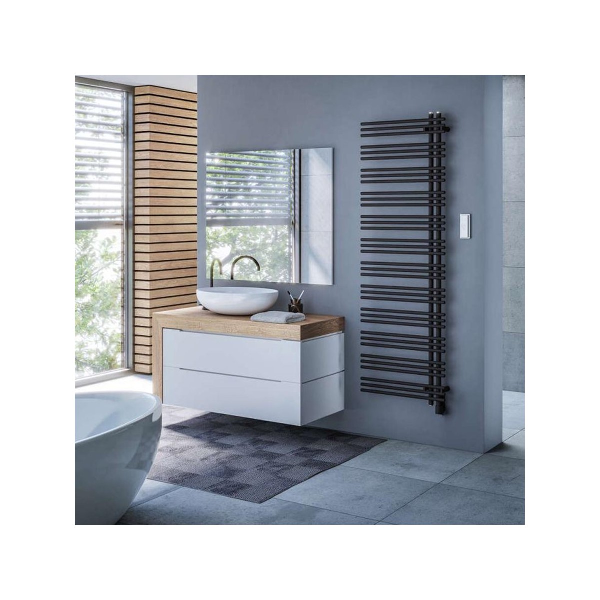 Sèche-serviette ACOVA MANAVA asymétrique droite électrique IHD noir