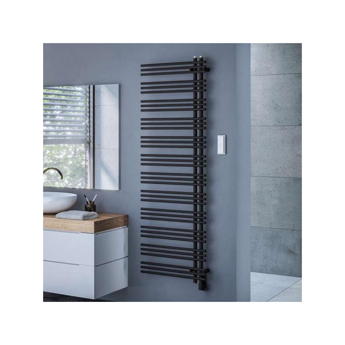 Sèche-serviette ACOVA MANAVA asymétrique droite électrique 600W Largeur 40cm IHD TMVSR060040EDAF