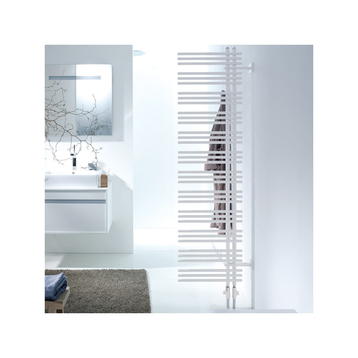 Sèche-serviette ACOVA eau chaude MANAVA version claustra blanc