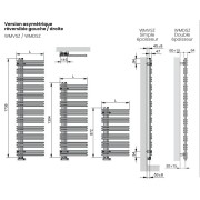 Dimensions Acova Manava Asymetrique Reversible chauffage central