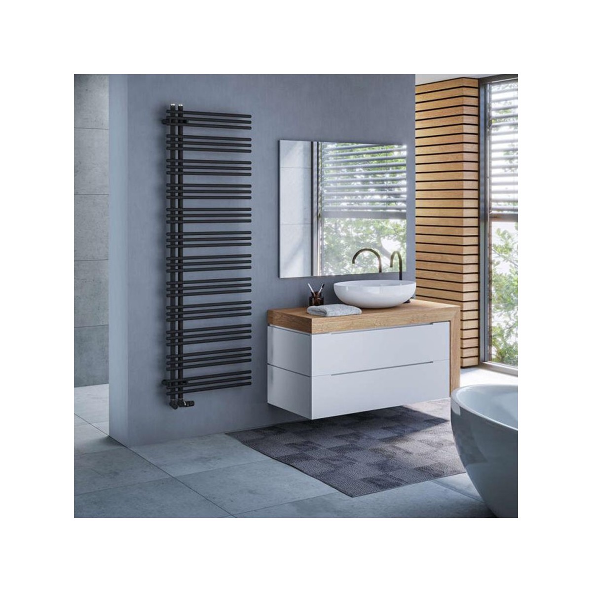 Sèche-serviette ACOVA eau chaude MANAVA asymétrique réversible