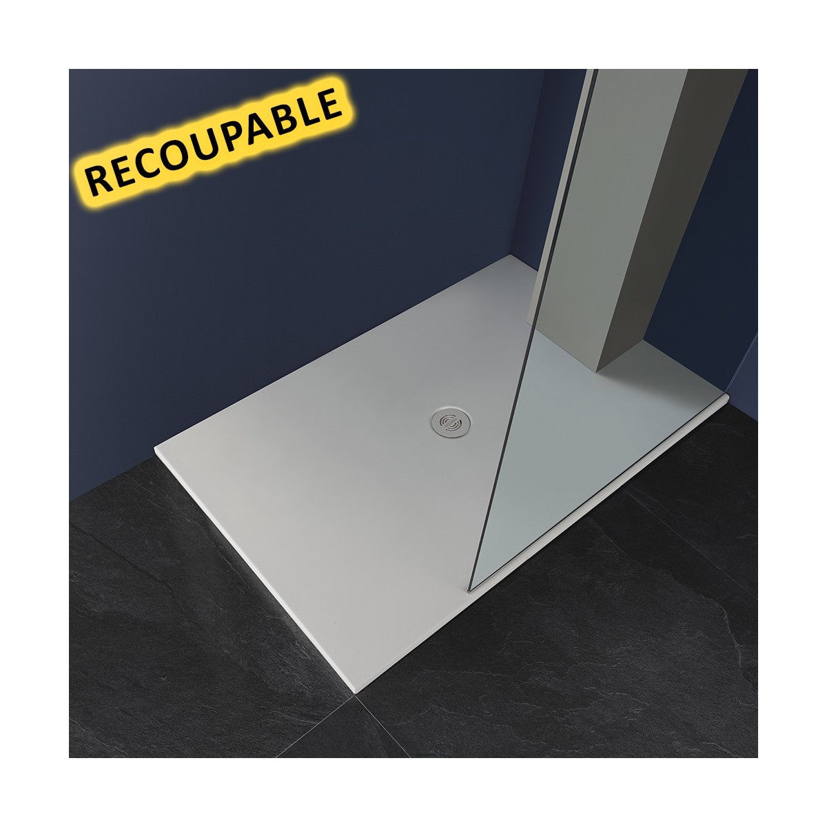 CRISTINA Receveur de douche céramique recoupable blanc coton 160x90