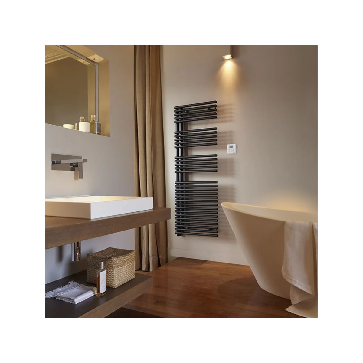 Sèche-serviette ACOVA - CALA Asymétrique à Gauche électrique 500W Black Matt 0557 TLNL-050-50/GFC0557
